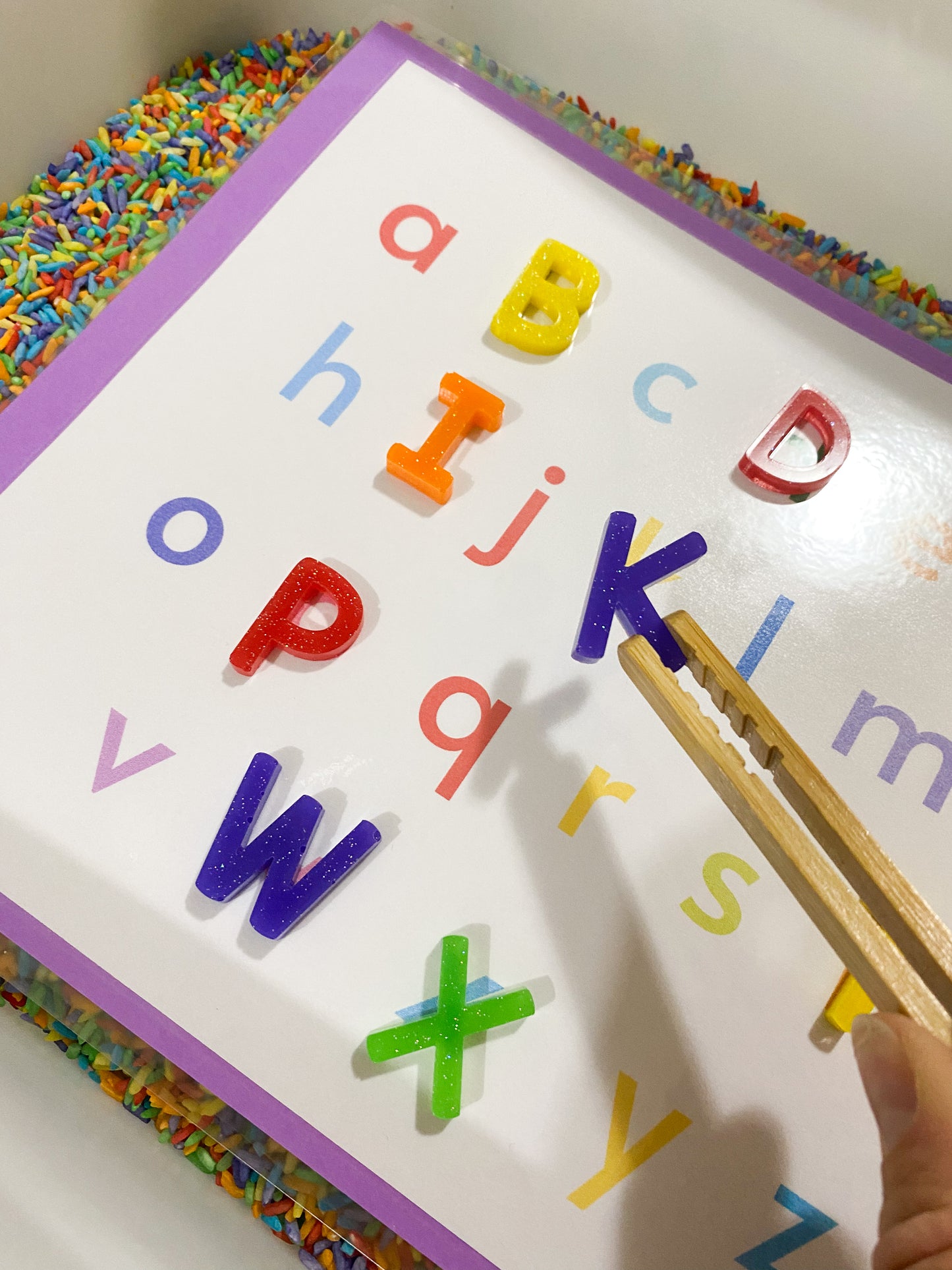 Rainbow ABC Sensory Kit - Sensory Base Filler - ABC Resin Loose Parts - Resin Alphabet - I Spy Alphabet