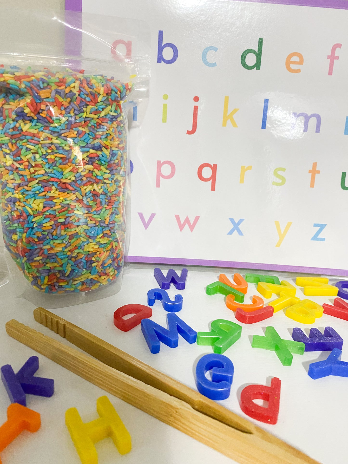 Rainbow ABC Sensory Kit - Sensory Base Filler - ABC Resin Loose Parts - Resin Alphabet - I Spy Alphabet