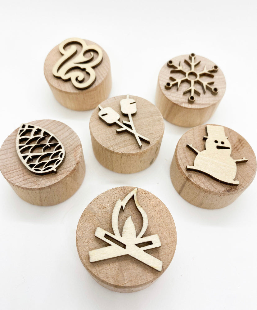 Themed Wooden Playdough Stamps