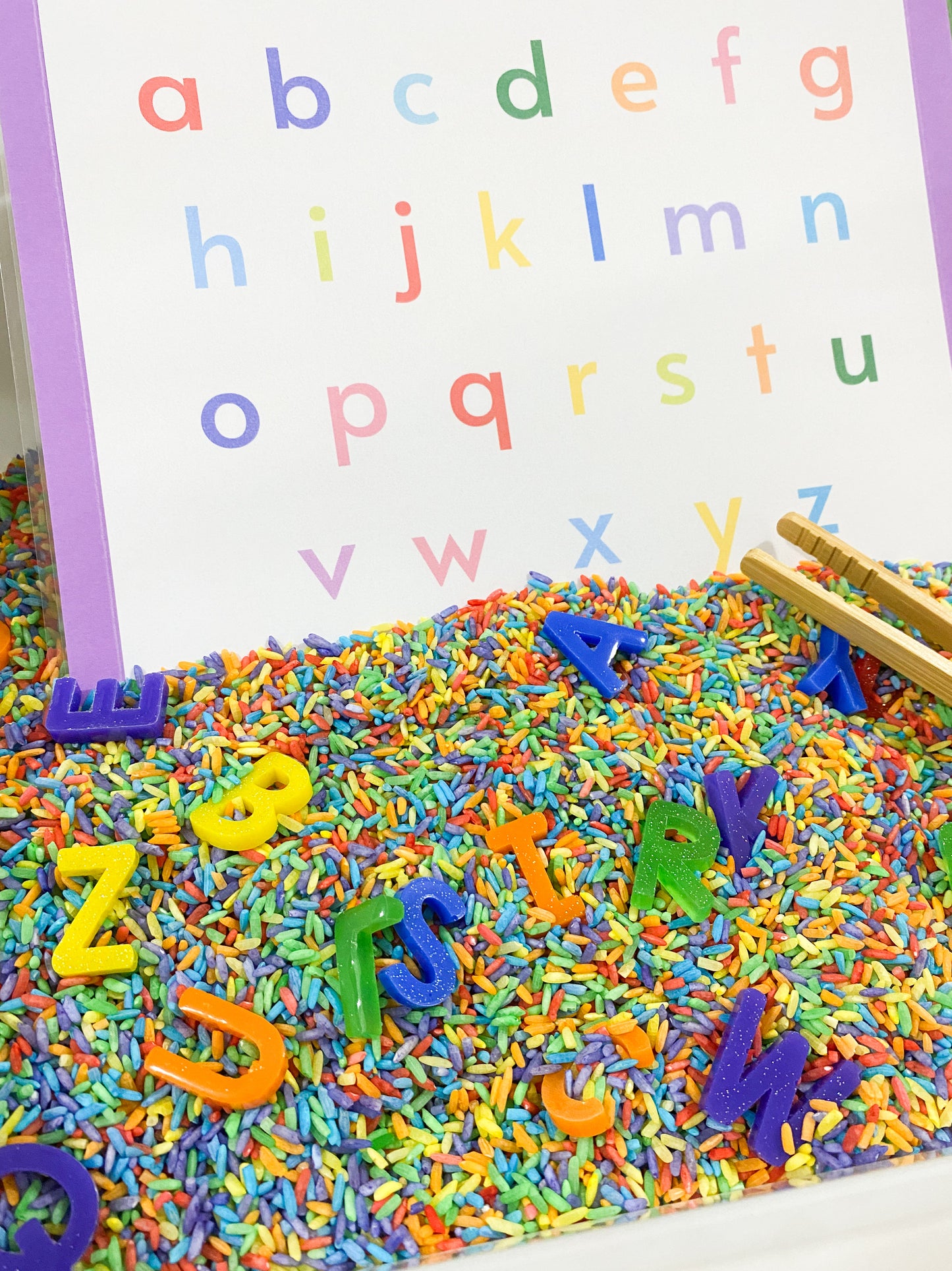 Rainbow ABC Sensory Kit - Sensory Base Filler - ABC Resin Loose Parts - Resin Alphabet - I Spy Alphabet