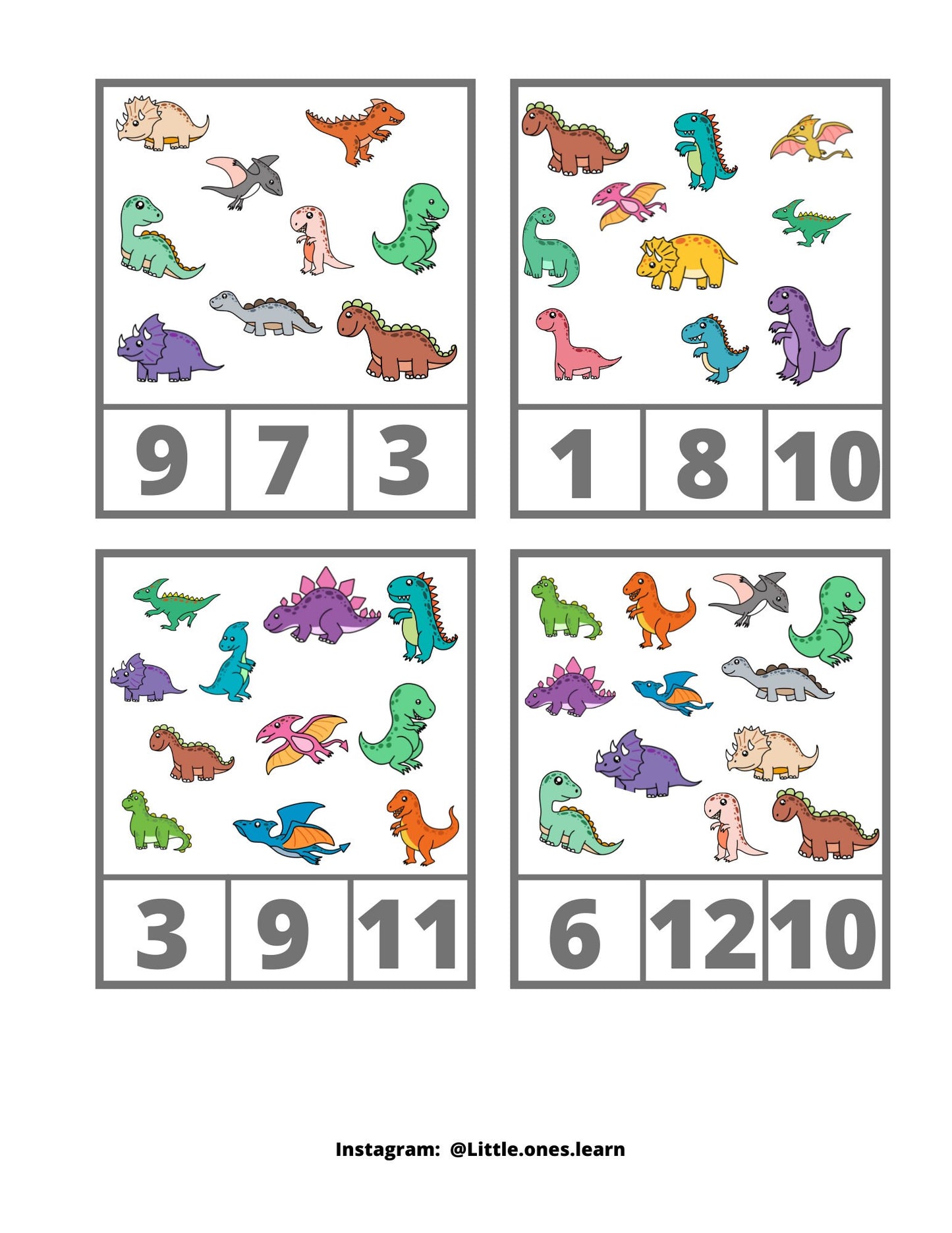 Dinosaur BUNDLE - Themed Flashcards, Count and Clip Cards, Word Cards and Poster