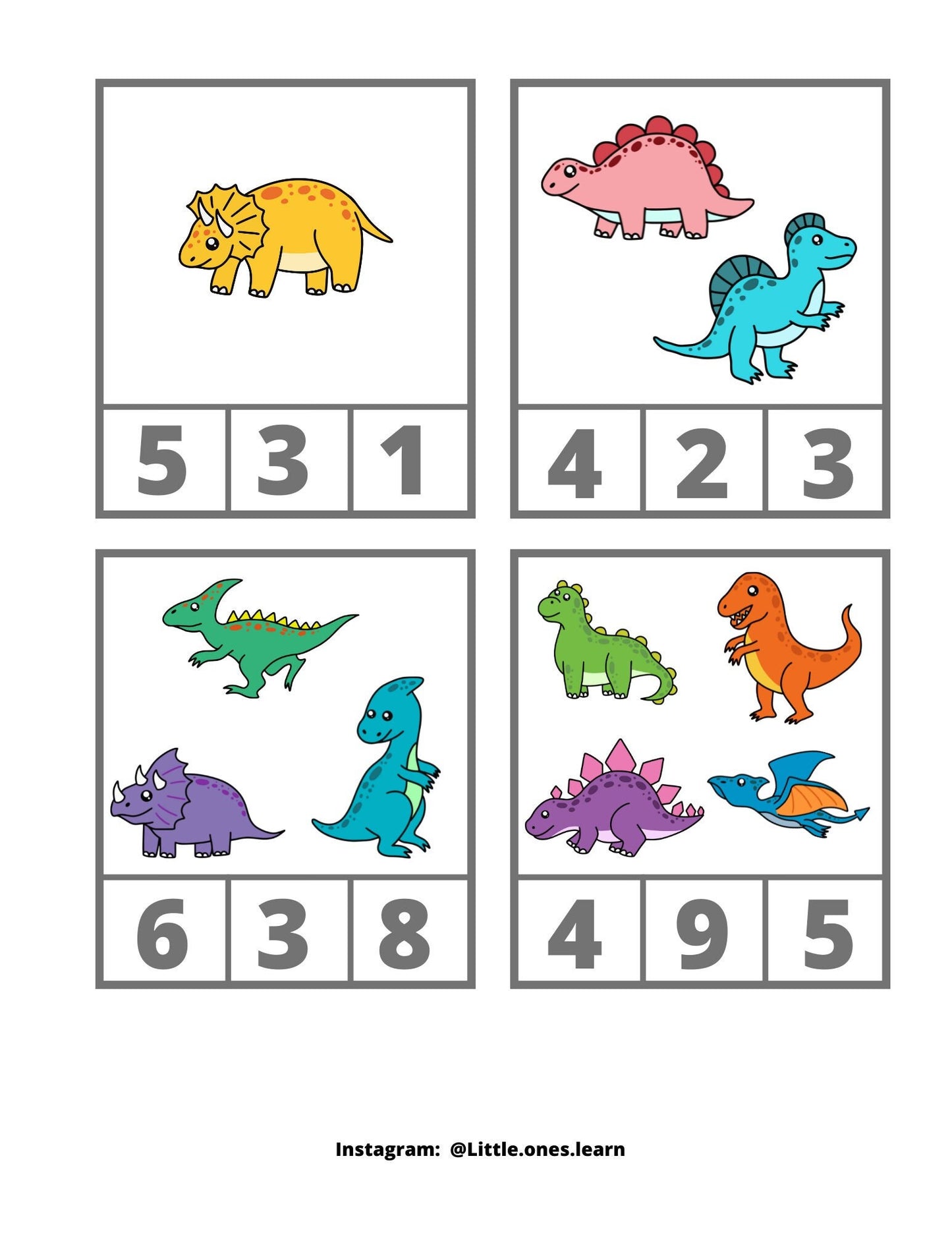 Dinosaur BUNDLE - Themed Flashcards, Count and Clip Cards, Word Cards and Poster