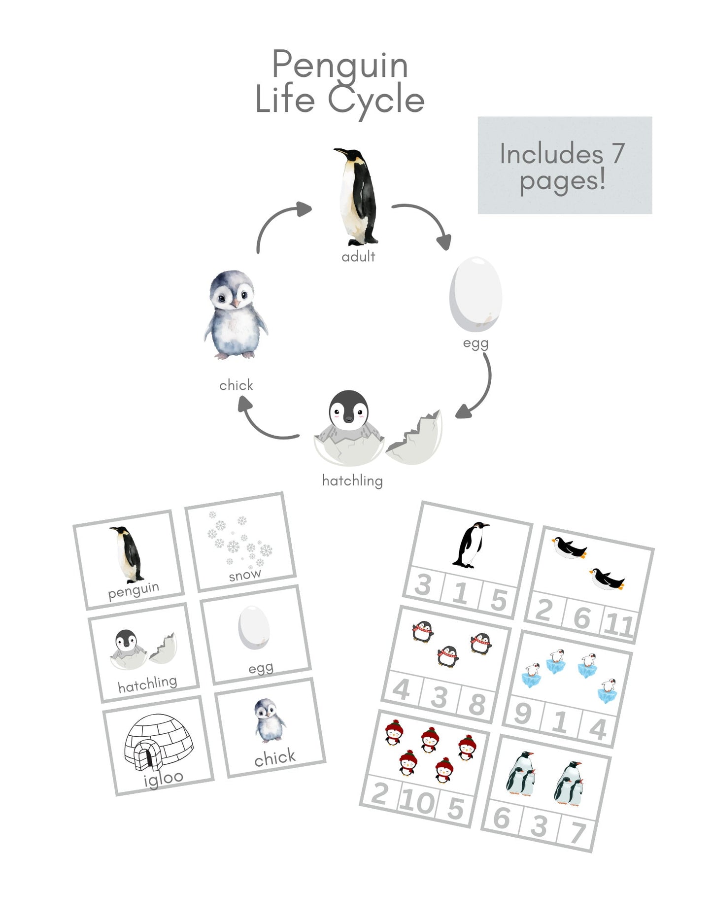 Printable Winter Themed Literacy & Math Bundle - Winter Math Activity - Winter ABC Activity