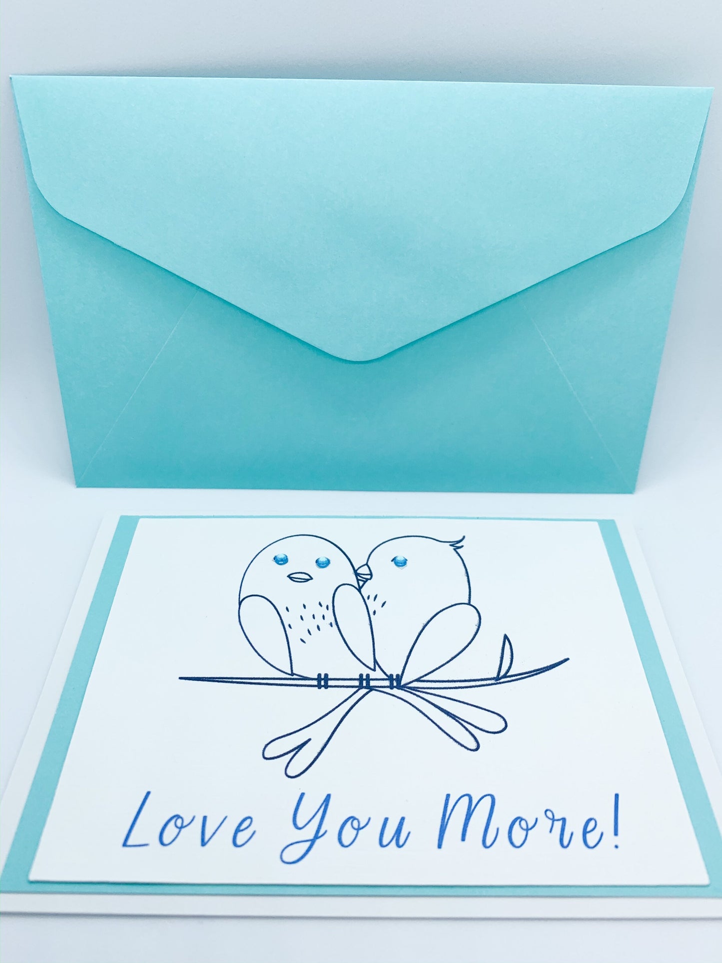 Love You More Card - Valentine Card - Anniversary Card - Love Birds