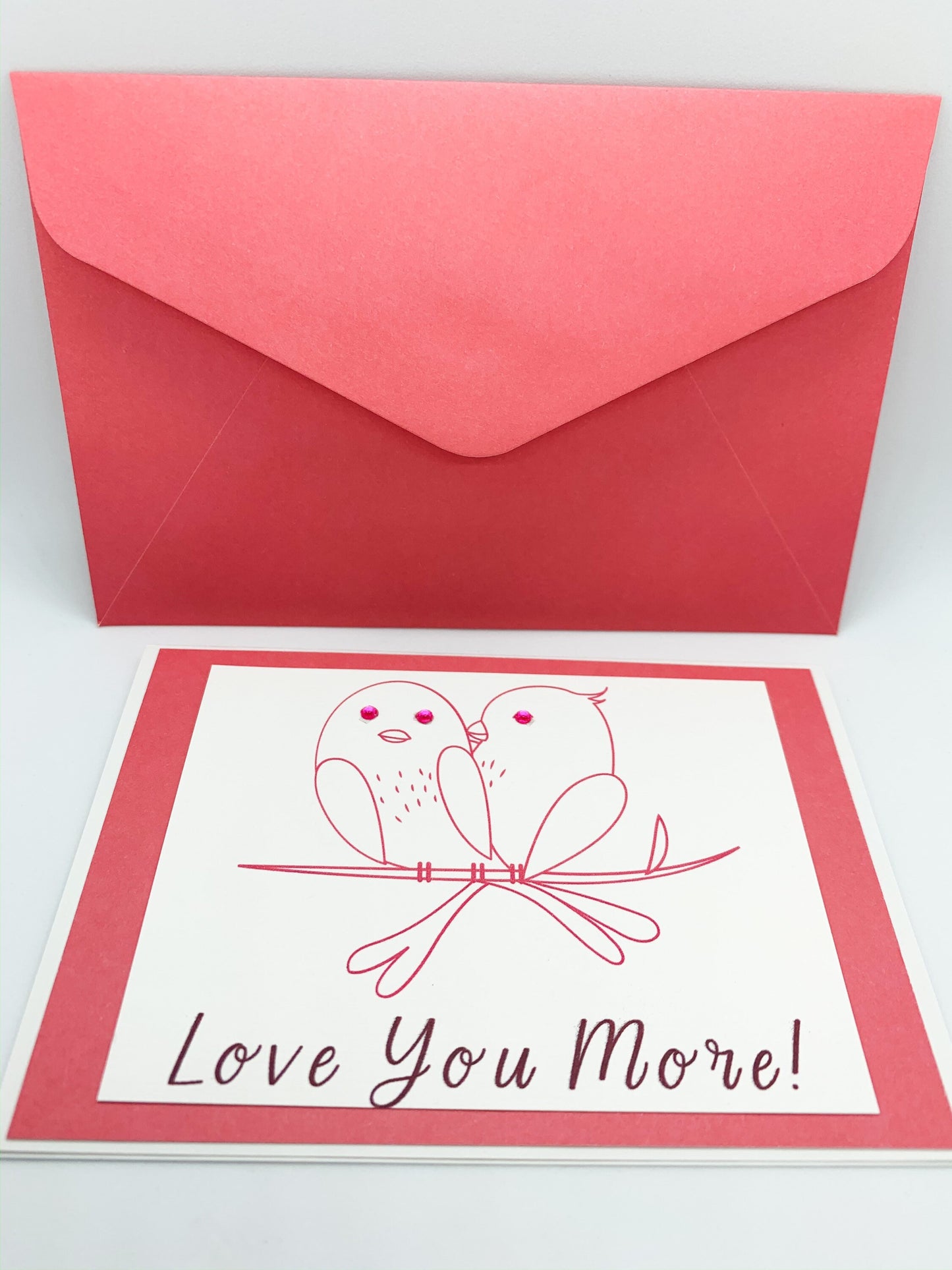 Love You More Card - Valentine Card - Anniversary Card - Love Birds