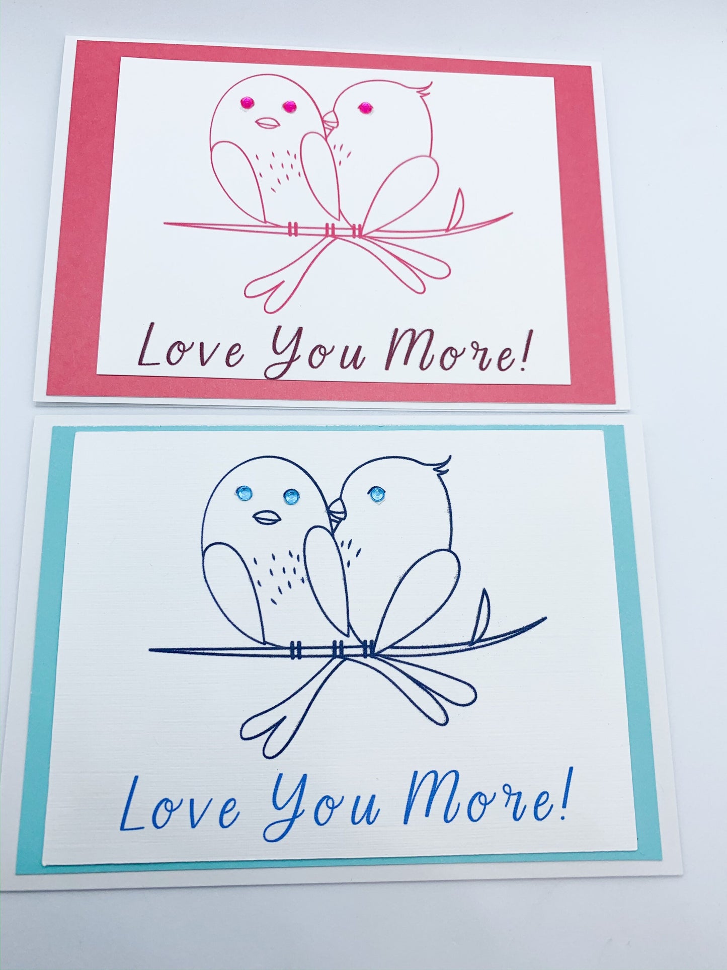 Love You More Card - Valentine Card - Anniversary Card - Love Birds