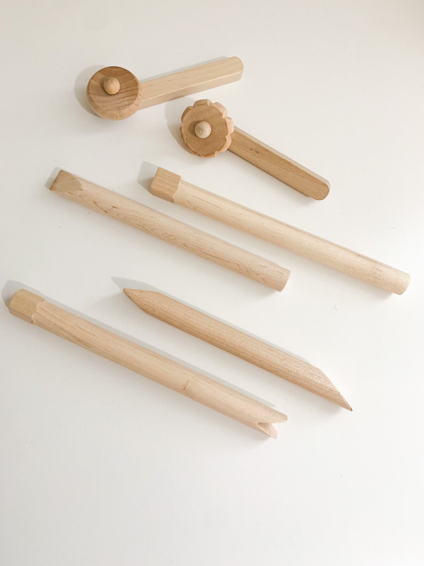 Wooden Playdough Tools - Playdough and Sand Roller - Wooden Rolling Pin - Wooden Stamps