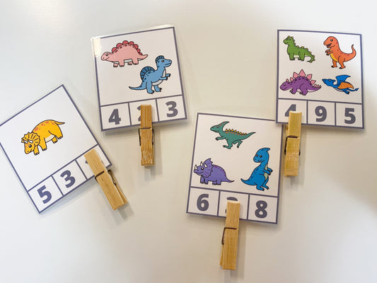 Dinosaur Themed Count & Clip Cards Numbers 1-12