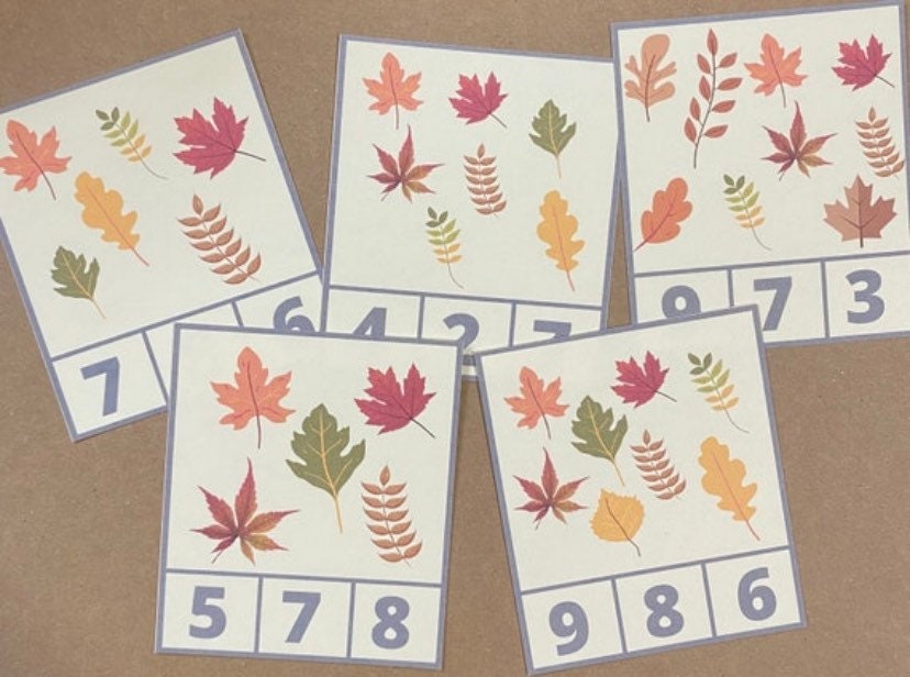 Fall Themed Count & Clip Cards Numbers 1-12