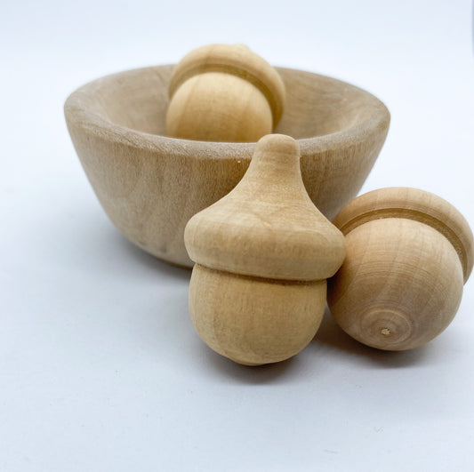 Acorn Sorting Set - Wood Bowl & Acorns