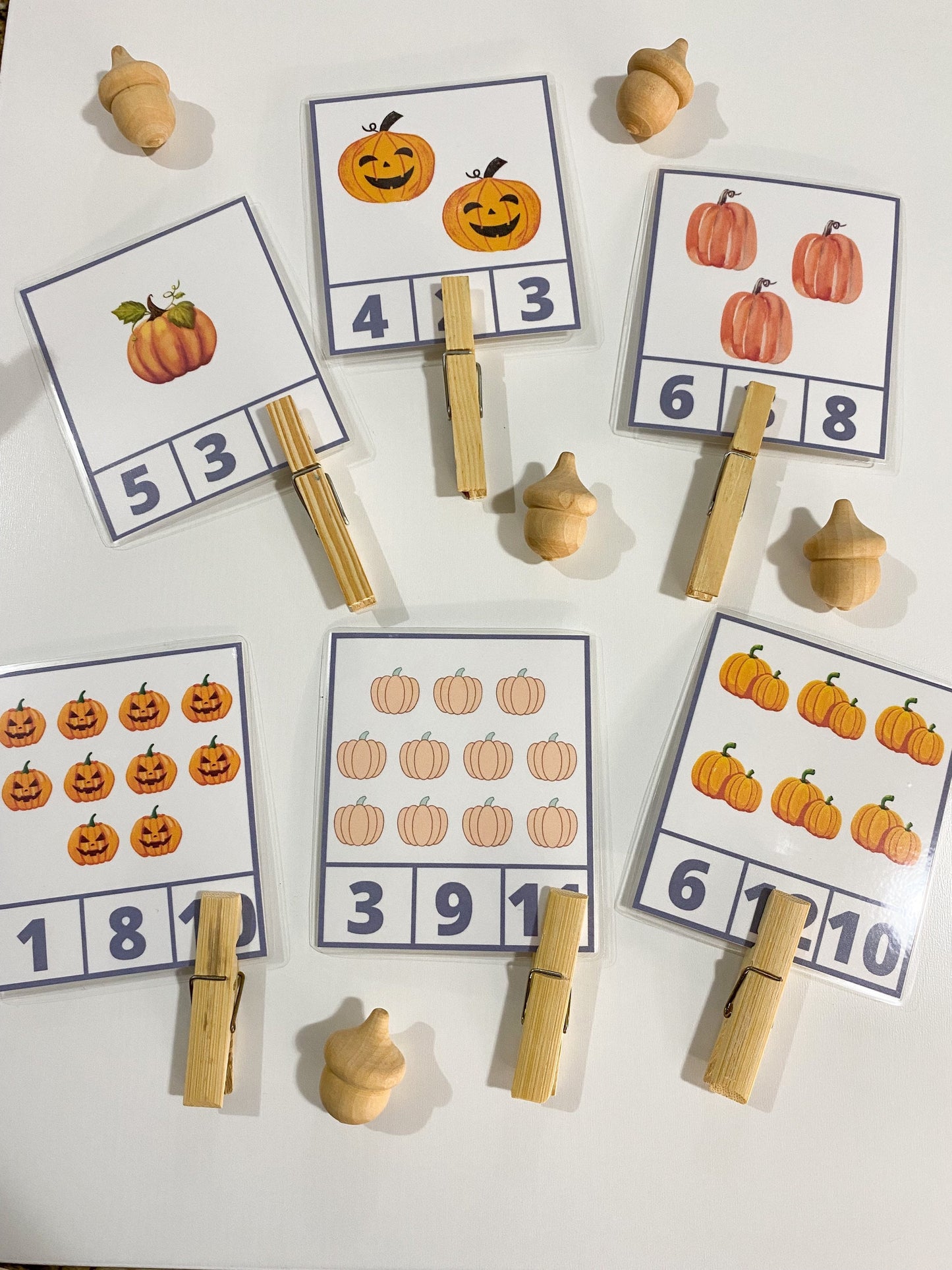 Pumpkin Count & Clip Cards Numbers 1-12 - Fall Math Activity