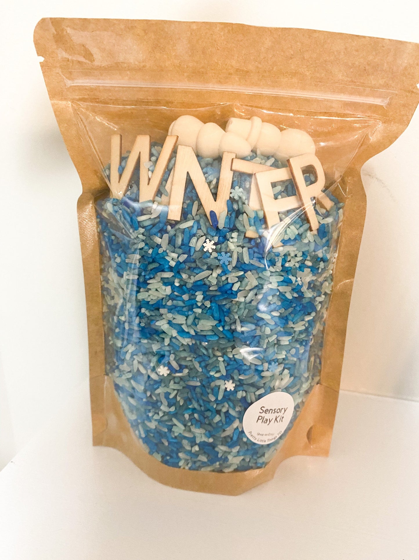 Winter Blues Sensory Rice Kit - Sensory Base Filler - Snowflake Sensory Play