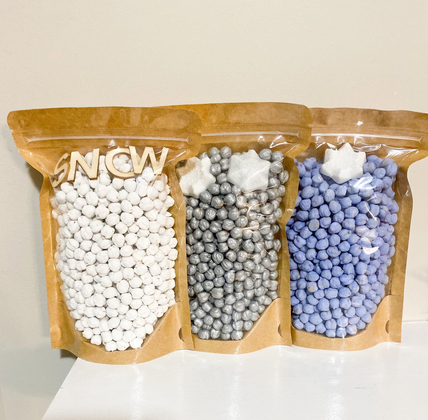 Winter Sensory Bin - Winter Chickpeas - Coloured Sensory Play Kit - Winter Sensory Kit - Sensory Filler