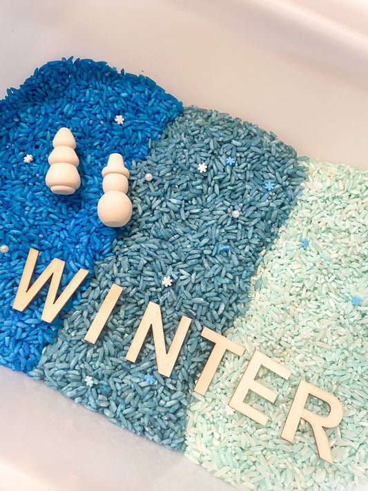 Winter Blues Sensory Rice Kit - Sensory Base Filler - Snowflake Sensory Play