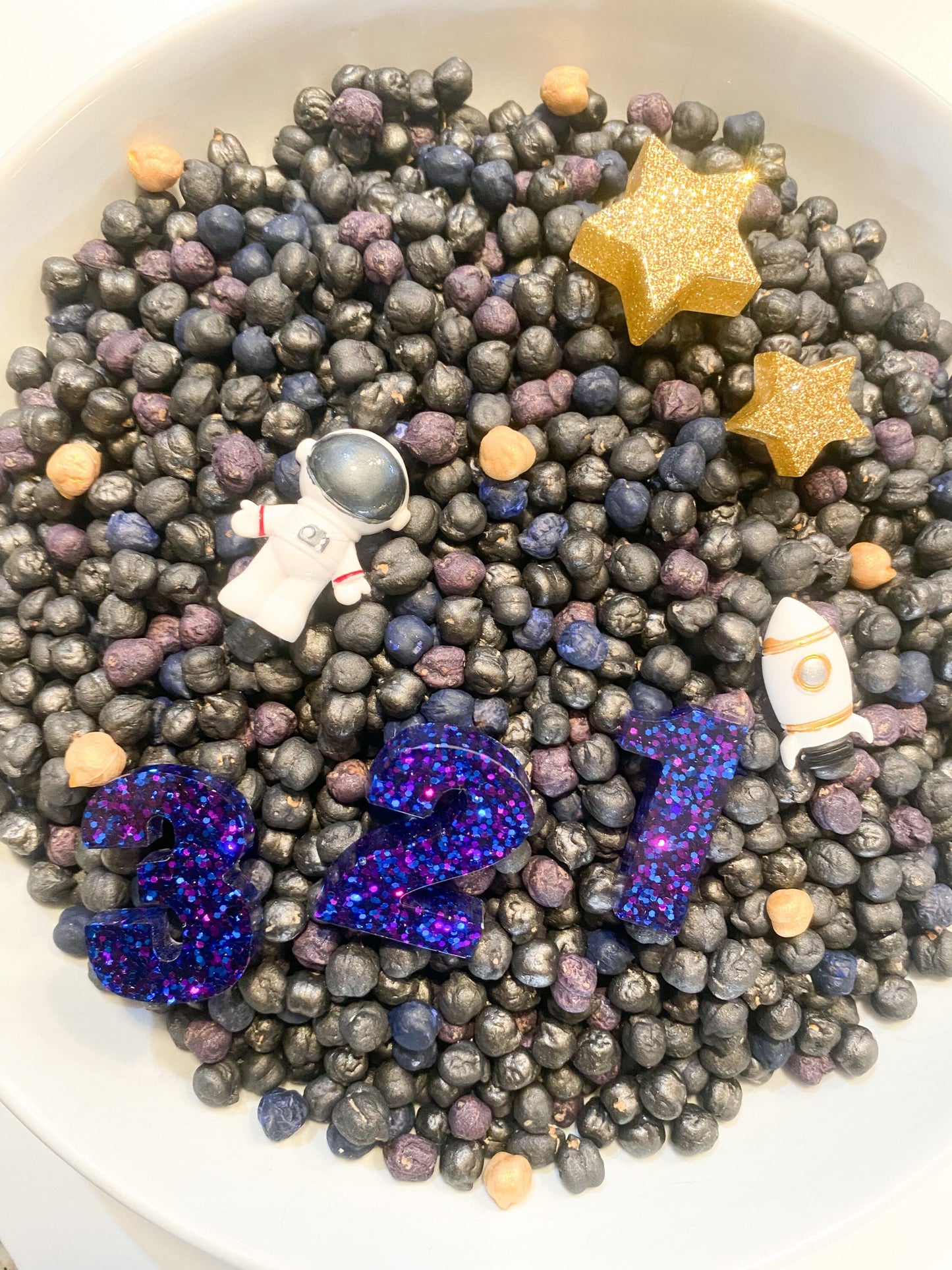 Space Sensory Kit - Galaxy Sensory Bin - Coloured Chickpeas or Coloured Rice