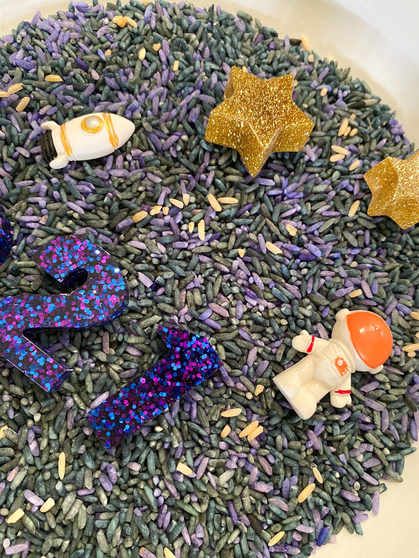 Space Sensory Kit - Galaxy Sensory Bin - Coloured Chickpeas or Coloured Rice