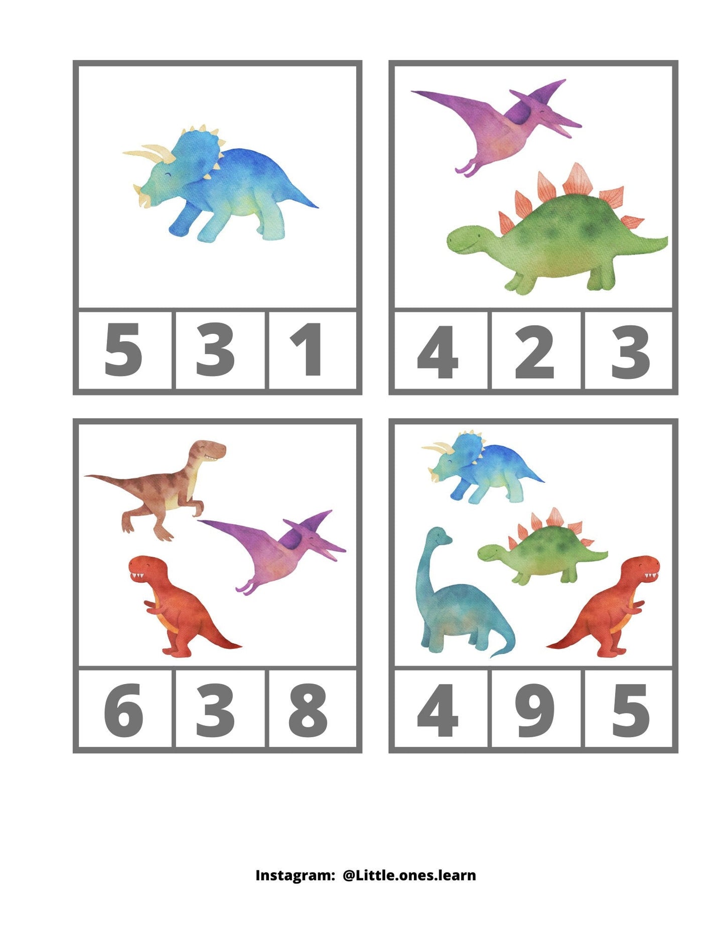 Dinosaur BUNDLE - Themed Flashcards, Count and Clip Cards, Word Cards and Poster