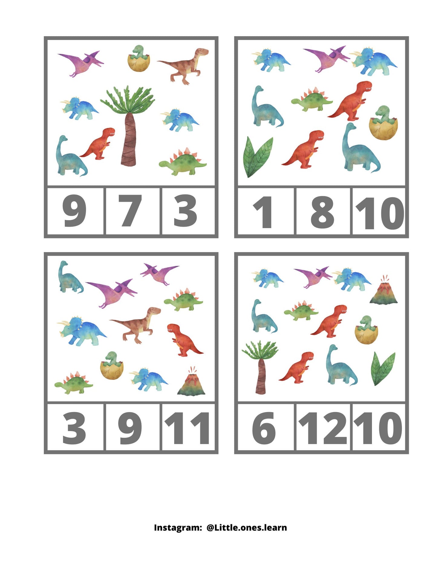 Dinosaur BUNDLE - Themed Flashcards, Count and Clip Cards, Word Cards and Poster