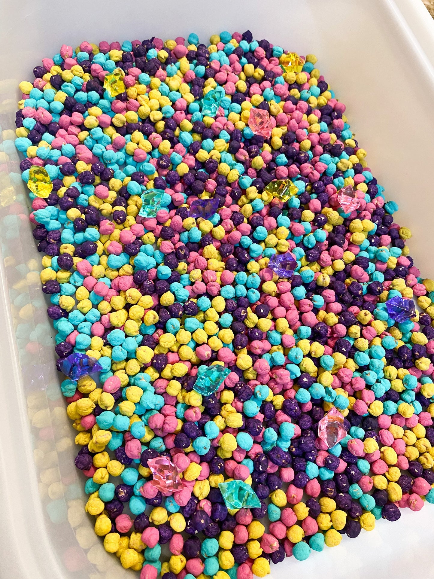 Rainbow Sensory Kit - Spring Sensory Bin - Coloured Chickpeas