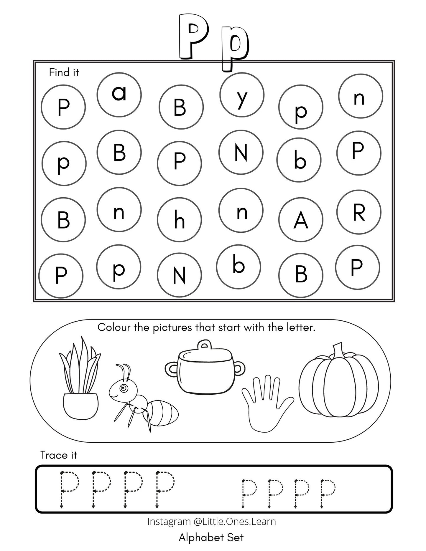 Printable Alphabet Bundle- Uppercase, Lowercase and Beginning Sounds - ABC Activity - Printing Activity - Letter Sounds Worksheet