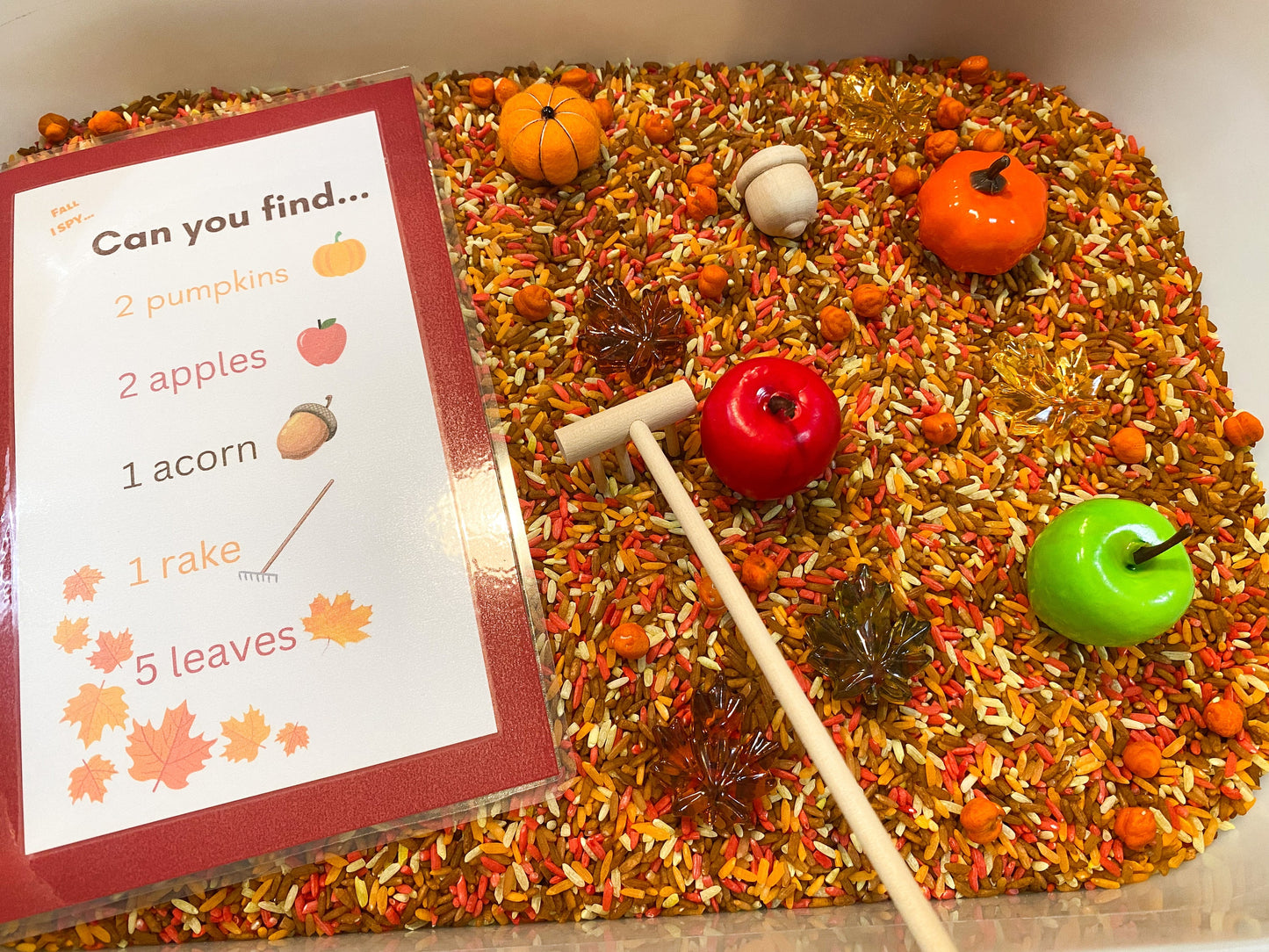 Fall I Spy Sensory Rice Kit - Sensory Base Filler - Resin Loose Parts