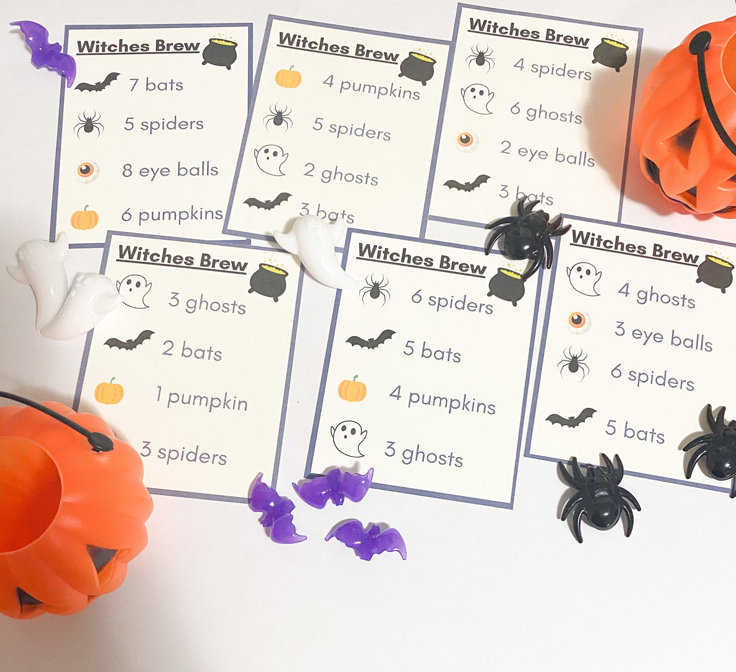 Halloween Math and Literacy Bundle - Witches Brew Recipe Cards, Write the Room Activity and Beginning Sounds