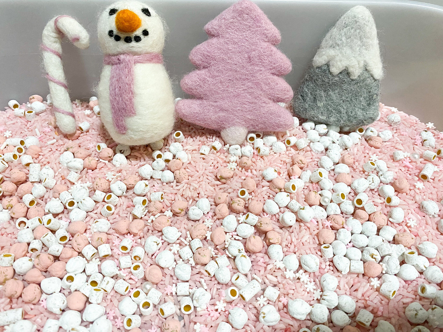 Pink Winter Sensory Kit - Sensory Base Filler - Snowman Sensory Play