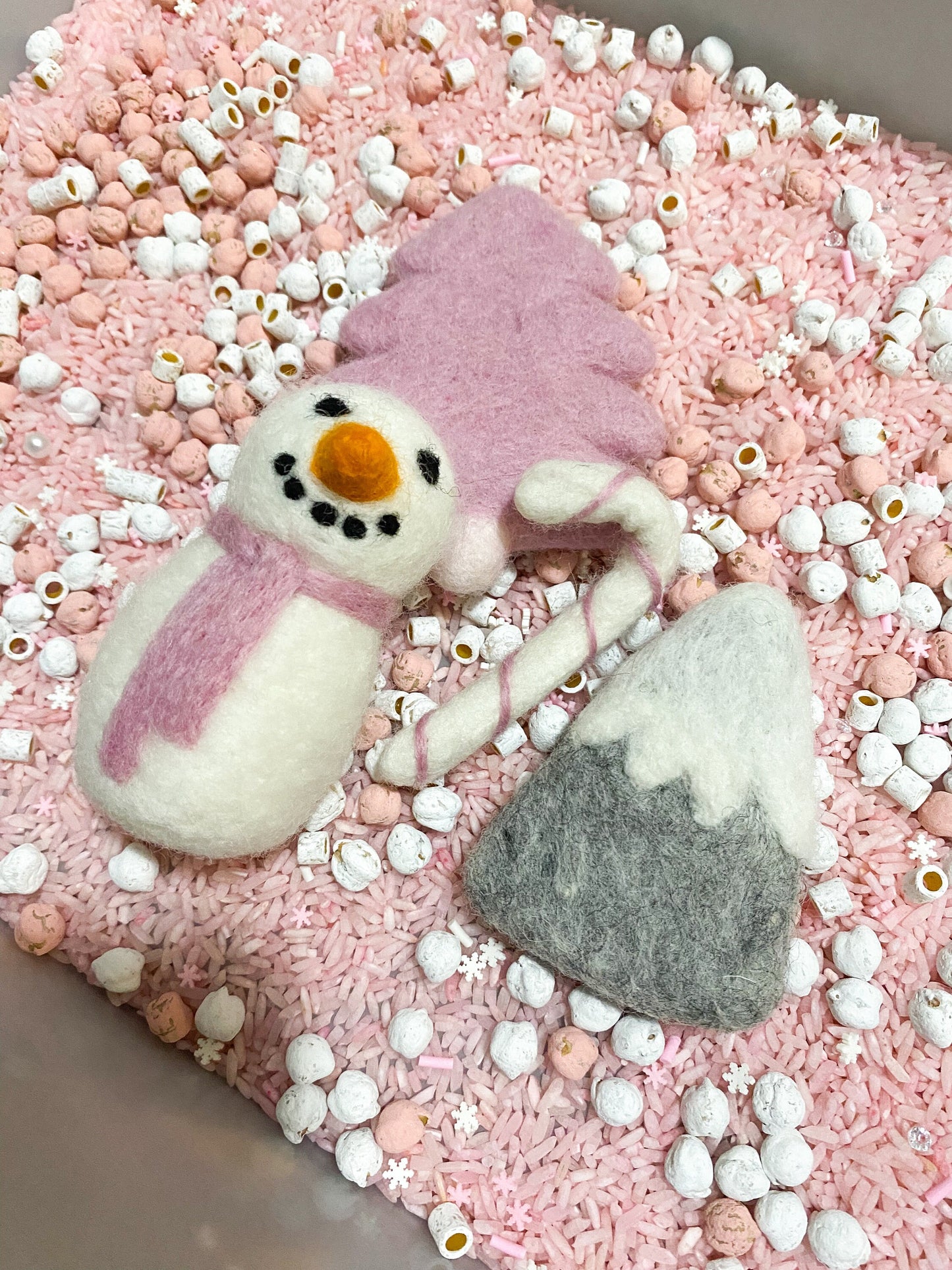 Pink Winter Sensory Kit - Sensory Base Filler - Snowman Sensory Play