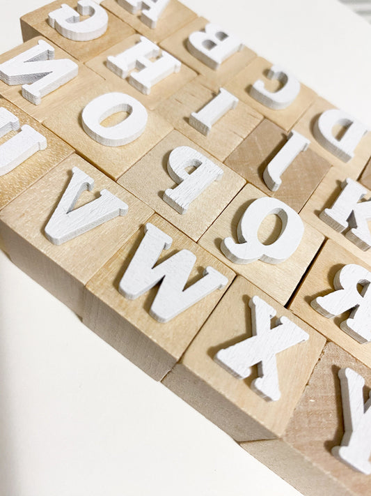 Alphabet Set Wooden Playdough Stamps - ABC Stamps