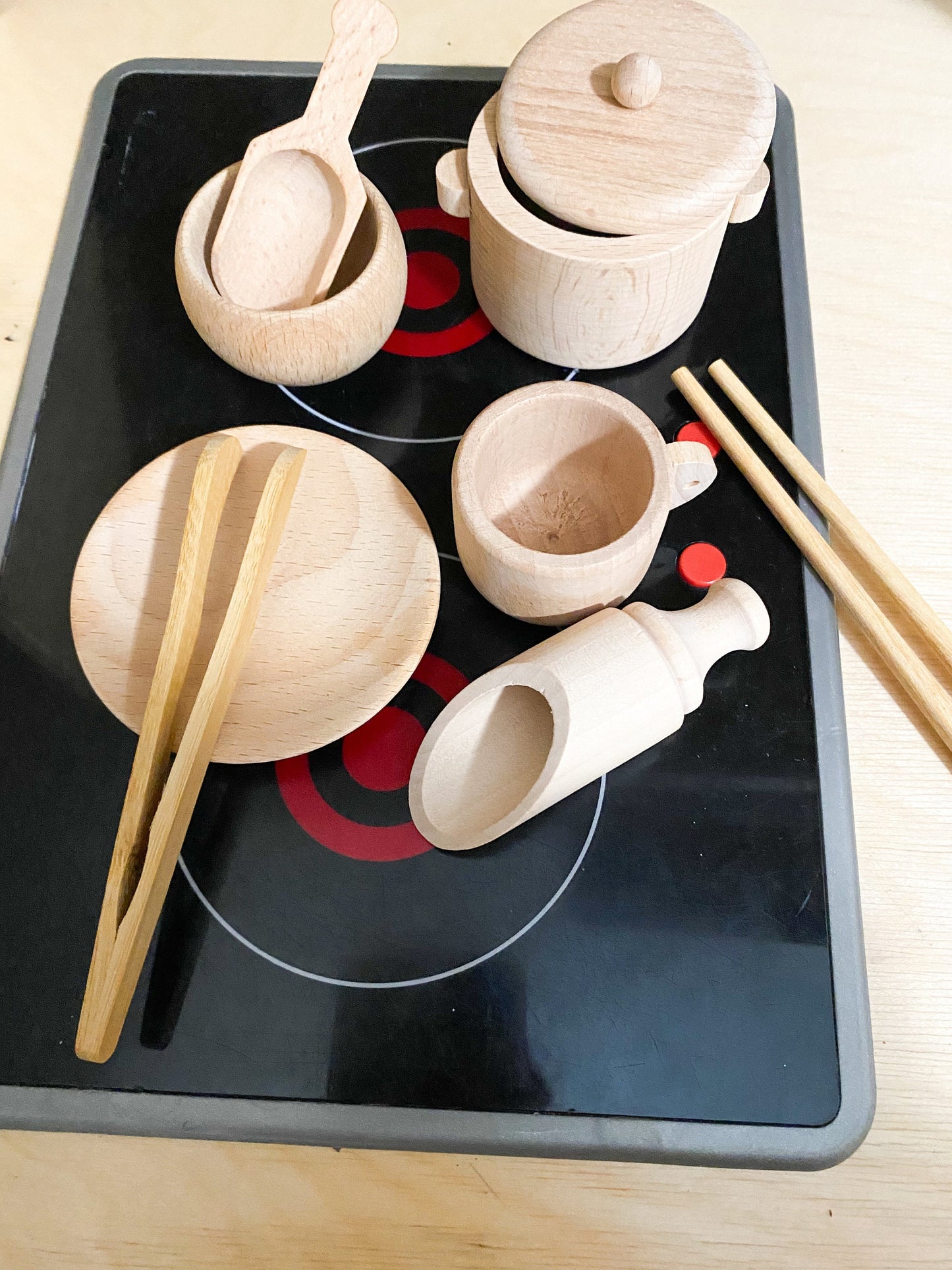 Wooden Play Kitchen Tools - Sensory Tools for Kids