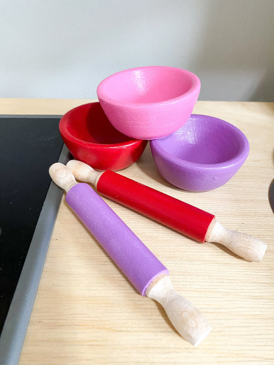 Valentine’s Day Wooden Rolling Pin - Playdough and Sand Roller - Wooden Rolling Pin - Play Kitchen Rolling Pin